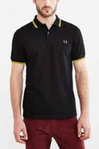 Urban Outfitters Fred Perry Classic Twin Stripe Polo Shirt,washed Black,m