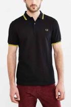 Urban Outfitters Fred Perry Classic Twin Stripe Polo Shirt,washed Black,m