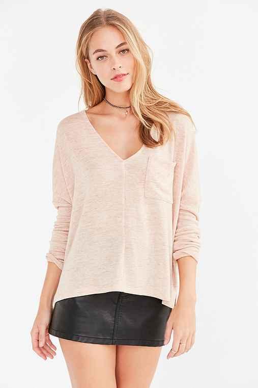 Urban Outfitters Bdg Blake V-neck Pocket Pullover Sweater,brown,m