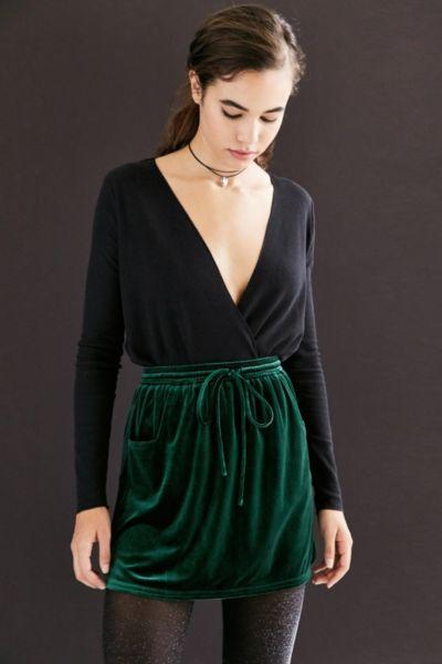 Silence + Noise Velvet Tie-waist Mini Skirt