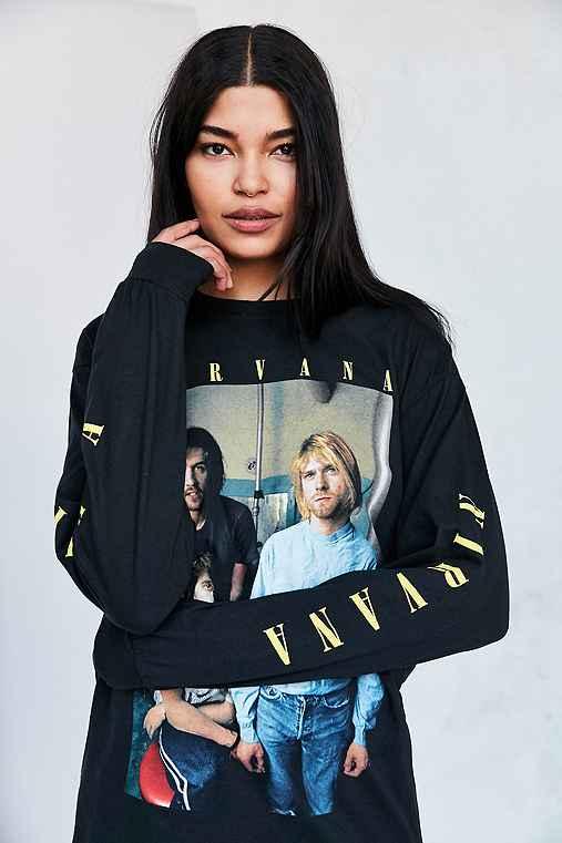 Urban Outfitters Nirvana Long-sleeve Tee,black,l