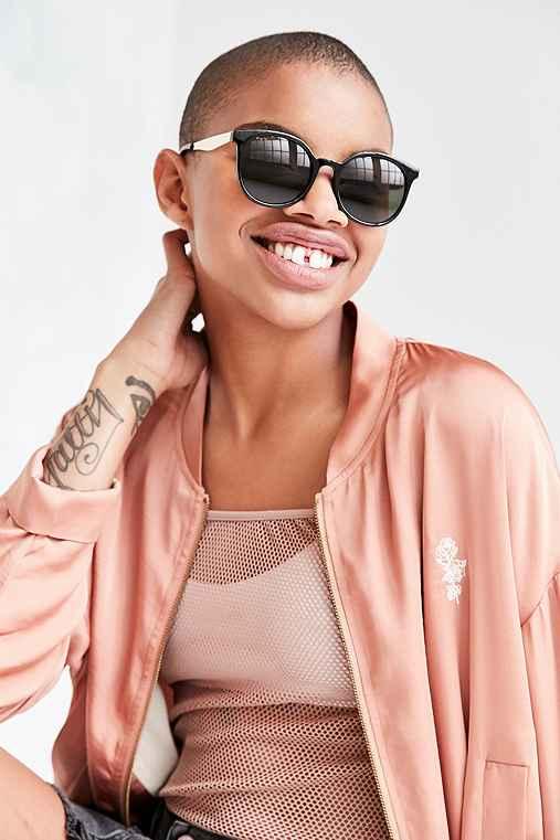 Urban Outfitters Sporty Round Sunglasses,black,one Size