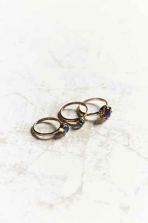 Urban Outfitters Gemstone Ring Pack,gold,m/l