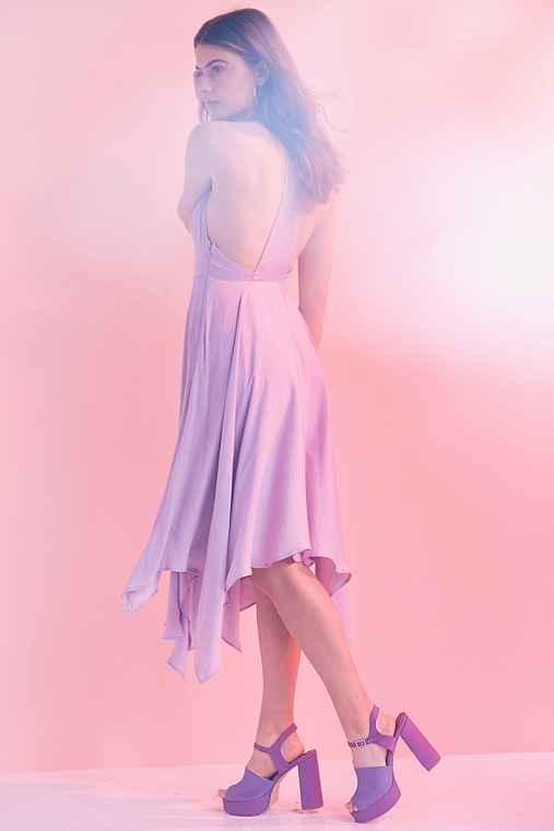 Urban Outfitters Kimchi Blue Vida Satin Handkerchief Midi Dress,lavender,4