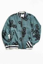 Urban Outfitters Uo Snake Print Tencel Bomber Jacket,teal,m