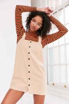 Urban Outfitters Cooperative Straight Neck Button-front Mini Dress,taupe,xs