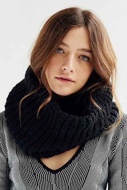 Urban Outfitters Cozy Lined Funnel Scarf,black,one Size