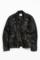Urban Outfitters Uo Beatdown Leather Moto Jacket,black,l