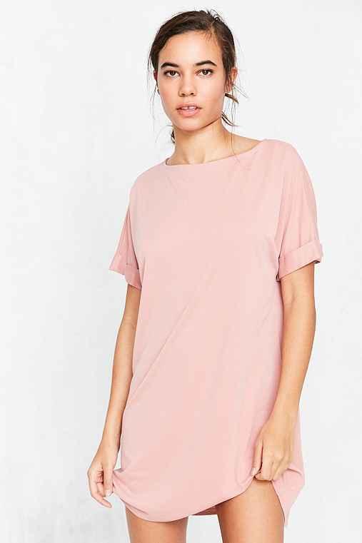 Urban Outfitters Silence + Noise Cupro Boat-neck T-shirt Dress,peach,l