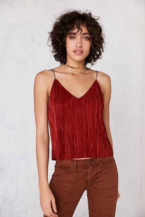 Urban Outfitters Silence + Noise Baby Pleat Slip Cami,rust,m