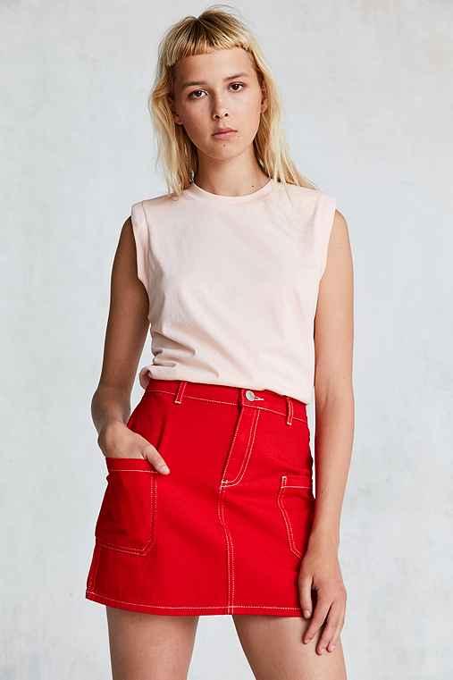Urban Outfitters Silence + Noise Briar Padded Shoulder Muscle Tank Top,pink,l