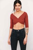 Urban Outfitters Kimchi Blue Don't Get It Twisted Cropped Top,orange,xs