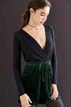 Urban Outfitters Project Social T Drew Surplice Thermal Tee,black,l