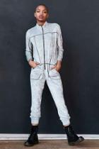 Urban Outfitters Silence + Noise Velour Track Jumpsuit,grey,m