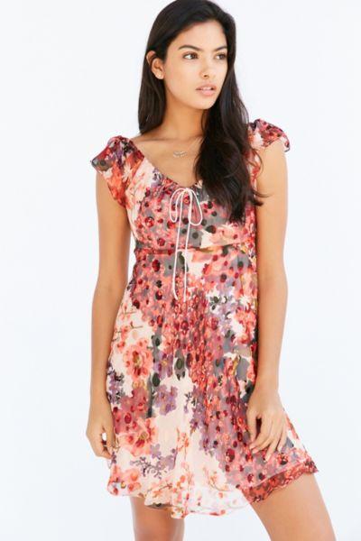 Urban Outfitters Kimchi Blue Shania Tie-neck Mini Dress