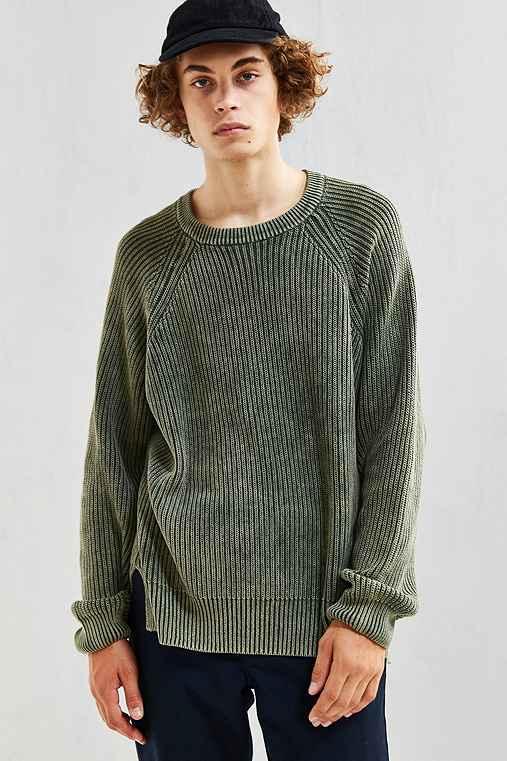 Urban Outfitters Uo Modern Washed Crew Neck Sweater,olive,m