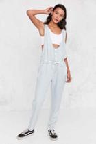 Urban Outfitters Obey Button-front Chambray Jumpsuit,light Blue,25
