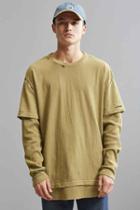 Urban Outfitters Scout Layered Thermal Long Sleeve Tee,olive,m