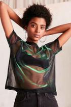 Urban Outfitters Silence + Noise Iridescent Shimmer Mesh Tee,purple,xs