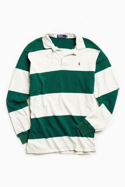 Urban Outfitters Vintage Vintage Polo By Ralph Lauren Green + White Stripe Rugby Shirt