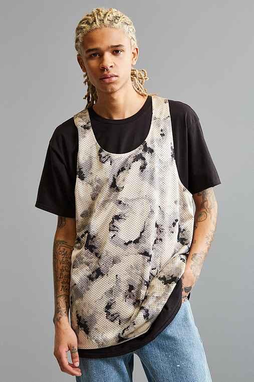 Urban Outfitters Uo Printed Mesh Tank Top,taupe,xl