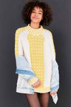Urban Outfitters Bdg 3d Cable Knit Pullover Sweater,yellow,m