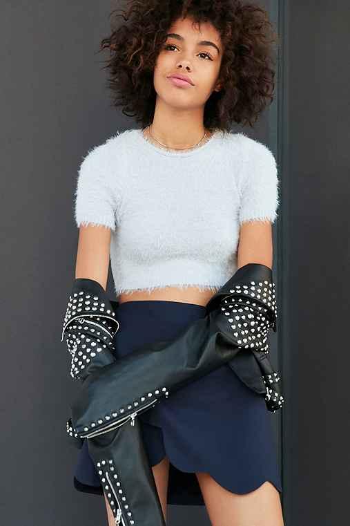 Urban Outfitters Kimchi Blue Fuzzy Cropped Tee,light Grey,l