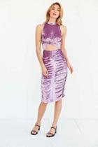 Urban Outfitters Rare London Crushed Velvet Bodycon Cutout Midi Dress,lavender,xs