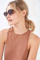 Urban Outfitters Oval Half-frame Sunglasses,brown,one Size