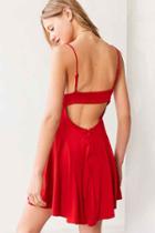 Urban Outfitters Kimchi Blue Sydney Straight-neck Fit + Flare Mini Dress,red,xs