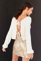Urban Outfitters Kimchi Blue Jessie Tie-back Cropped Sweater,ivory,xs