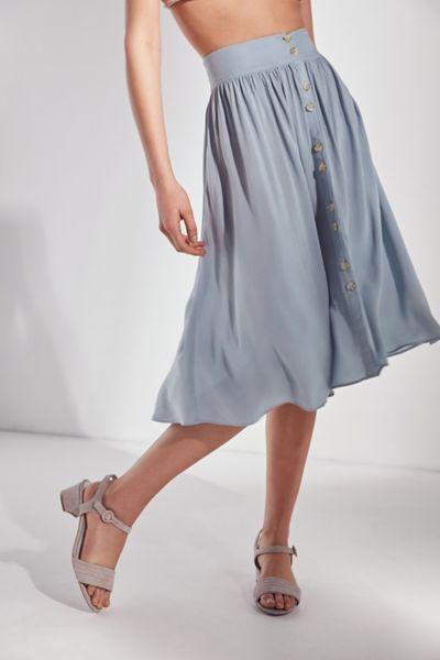 Urban Outfitters Ecote Kara Button-front Midi Skirt