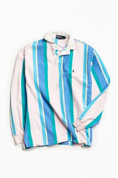 Urban Outfitters Vintage Vintage Polo By Ralph Lauren Pink Pastel Stripe Rugby Shirt