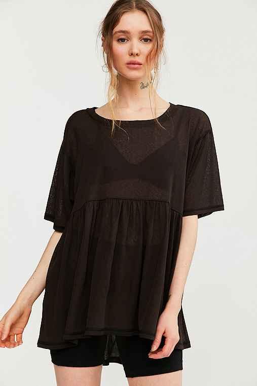 Urban Outfitters Kimchi Blue Don't Jinx It Peplum Tee,black,l