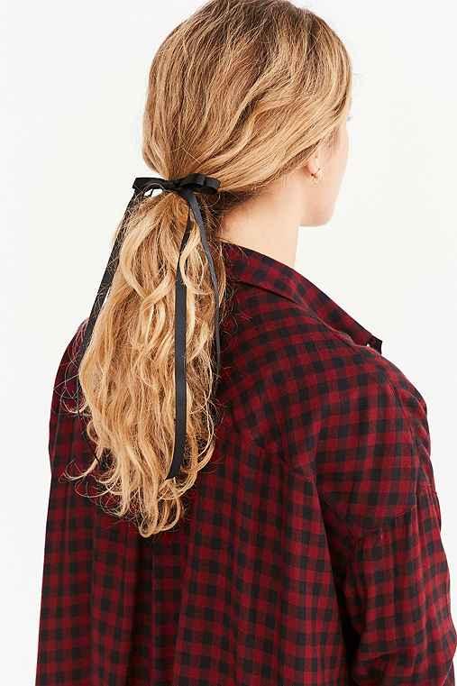 Urban Outfitters Victorian Slim Hair Bow,black,one Size