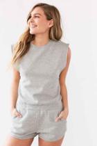 Urban Outfitters Bdg Bubbalicious Muscle Sweatshirt Romper,grey,l