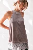 Urban Outfitters Kimchi Blue Velvet Lace High-neck Cami