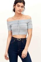 Urban Outfitters Kimchi Blue Ottoman Pointelle Top,blue,m