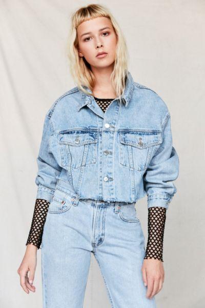 Urban Outfitters Urban Renewal Recycled Frayed Cropped Denim Jacket