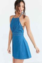 Urban Outfitters Bdg Denim Halter Fit + Flare Dress,tinted Denim,10