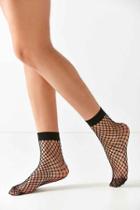 Urban Outfitters Out From Under Wide Fishnet Crew Sock,black,one Size