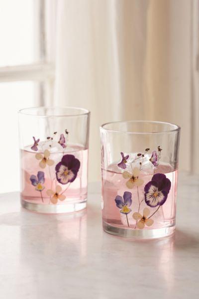 Urban Outfitters Pressed Floral Glasses Set
