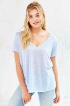 Urban Outfitters Project Social T Textured-knit V-neck Tee,sapphire,l