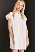 Urban Outfitters Cooperative Peyton Poplin Button-down Shirt Mini Dress,white,l