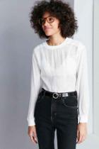 Urban Outfitters Silence + Noise Reyes Textured Pullover Blouse,white,l