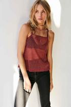 Urban Outfitters Silence + Noise Glitter Mesh Cami,red Multi,s