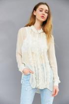 Urban Outfitters Kimchi Blue Sheer Ruffle Button-down Blouse