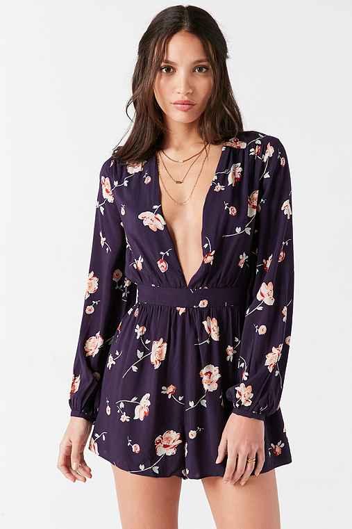Urban Outfitters Ecote Charlotte Romper,blue Multi,6