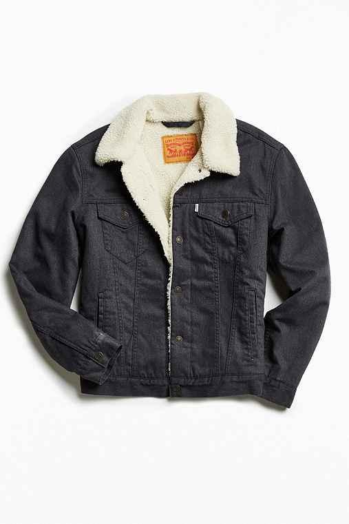 Urban Outfitters Levi's Flannel Sherpa Trucker Jacket,dark Blue,m
