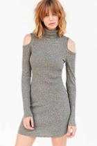 Urban Outfitters Silence + Noise Cold Shoulder Turtleneck Bodycon Mini Dress,grey,s
